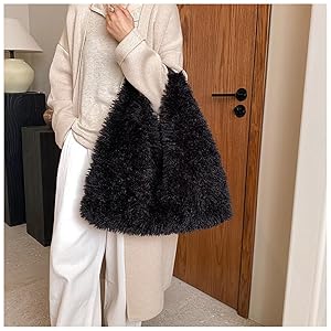 Amazon.com: Faux Fur Hobo Shoulder Bag Furry Handbag Purse